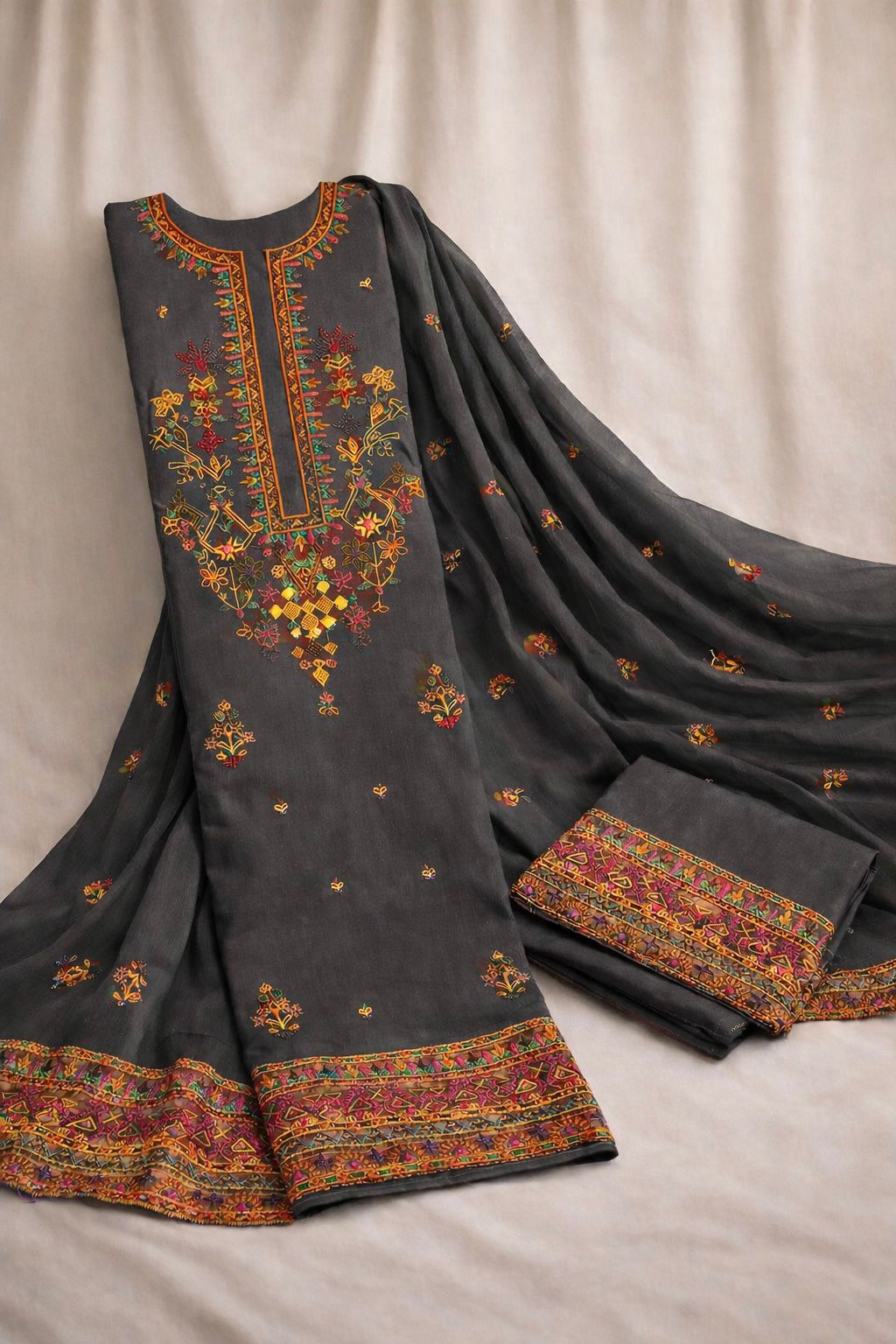 Kashmiri Gala Embroidered Lawn 3PC Suit