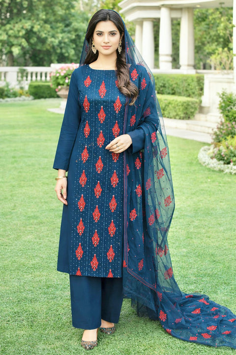 Flower Bunch Sequin Embroidered Lawn 3PC Suit