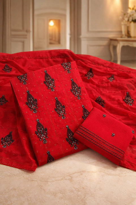Flower Bunch Sequin Embroidered Lawn 3PC Suit
