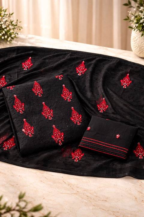 Flower Bunch Sequin Embroidered Lawn 3PC Suit