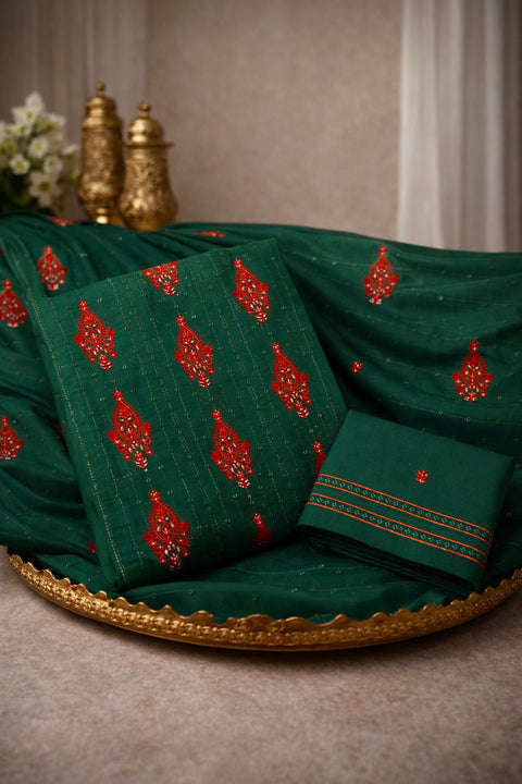 Flower Bunch Sequin Embroidered Lawn 3PC Suit