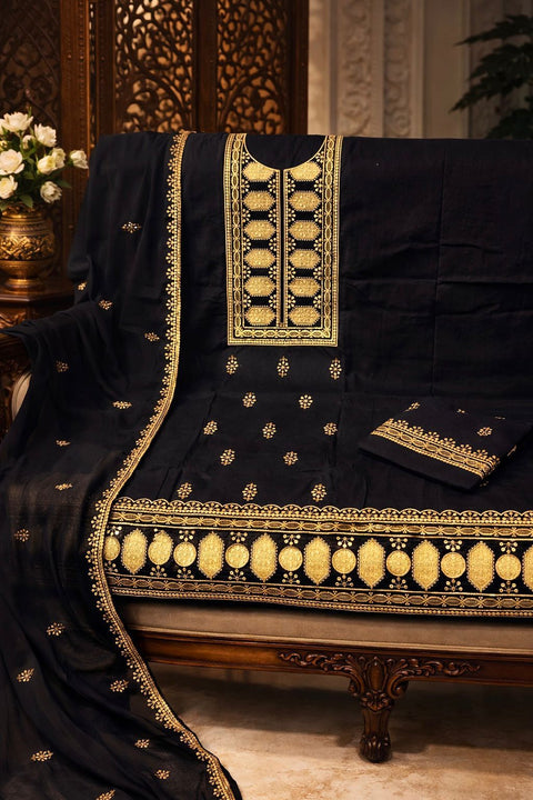 Skin Gold Sitara Embroidered Lawn 3PC Dress