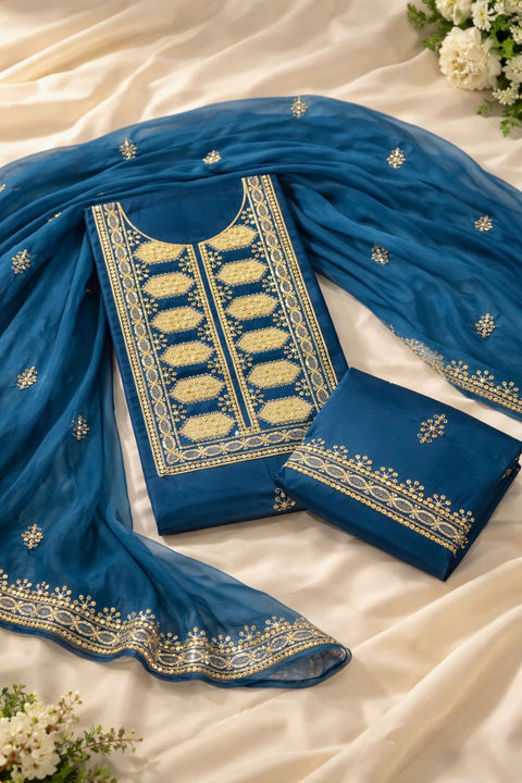 Skin Gold Sitara Embroidered Lawn 3PC Dress