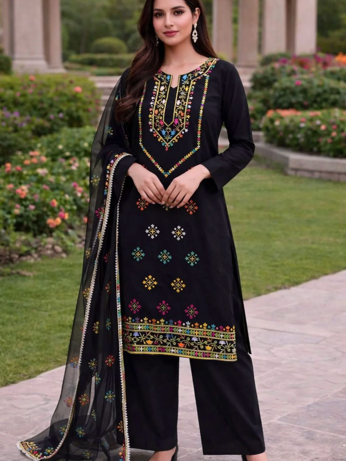 Handmade Style Pakka Tanka Embroidered 3PC Dress