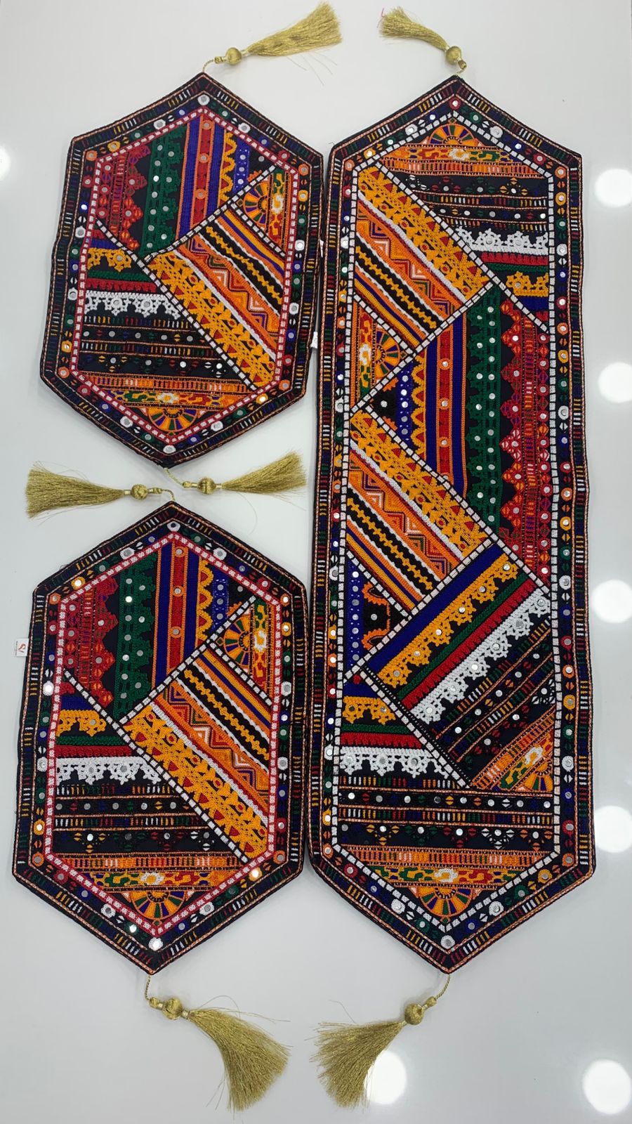 Antique Multi Sitara Embroidered Sofa Table Mats 3PC Set ✨