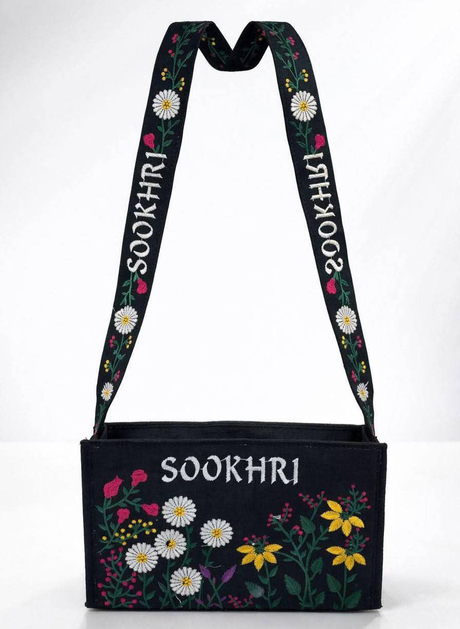 Sookhri Cross Body Floral Embroidered Jute Fabric Bag ✨