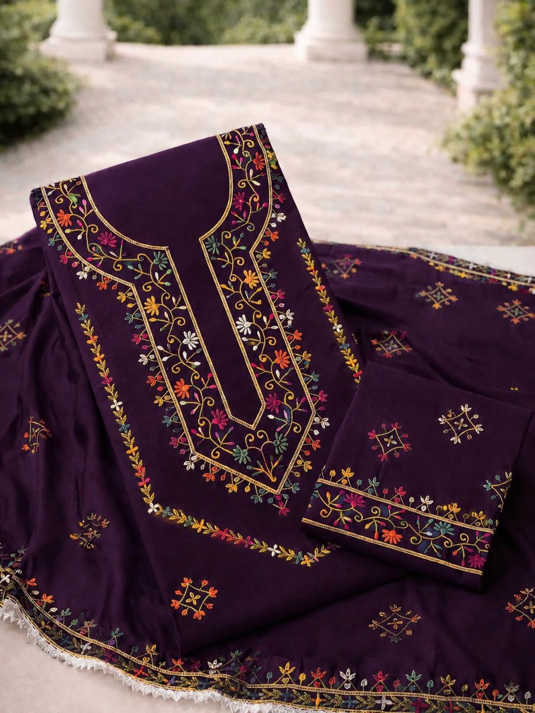 Handmade Style Pakka Tanka Embroidered 3PC Dress