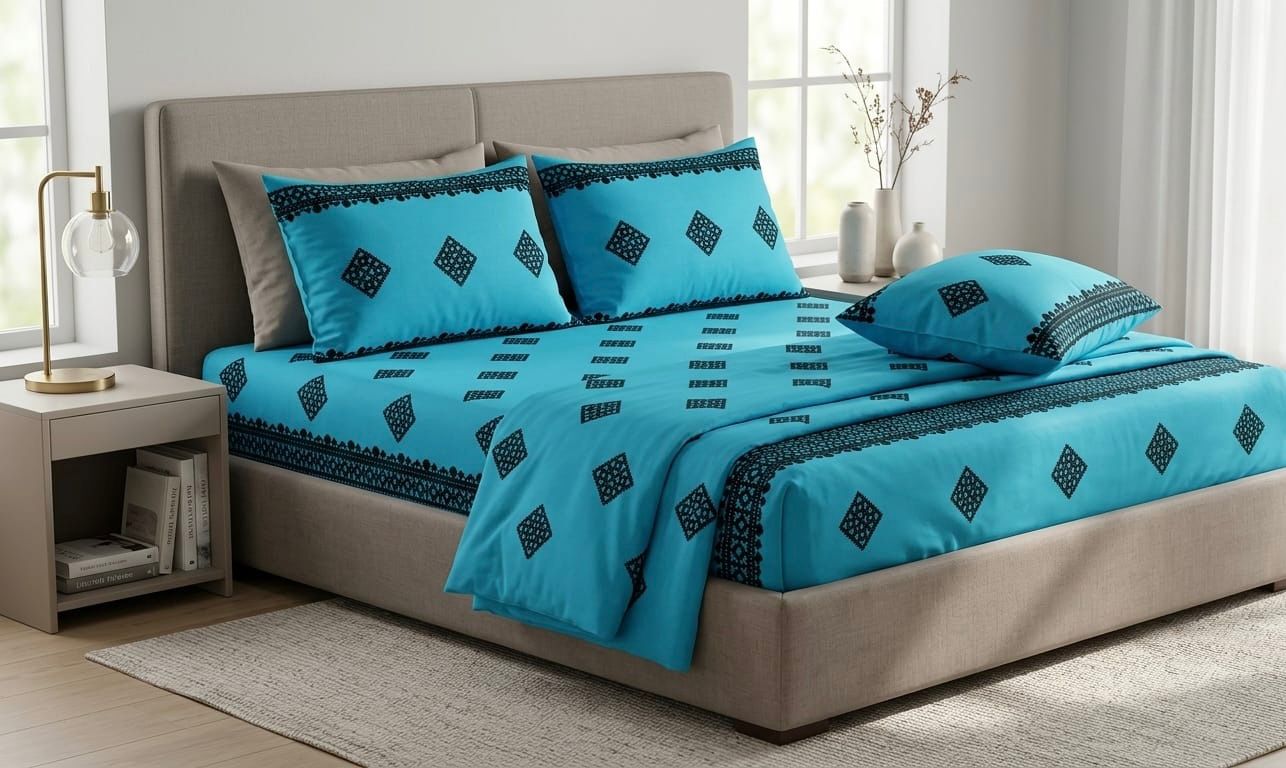 Arii Embroidery Bunches Style King Size Bedsheet Set